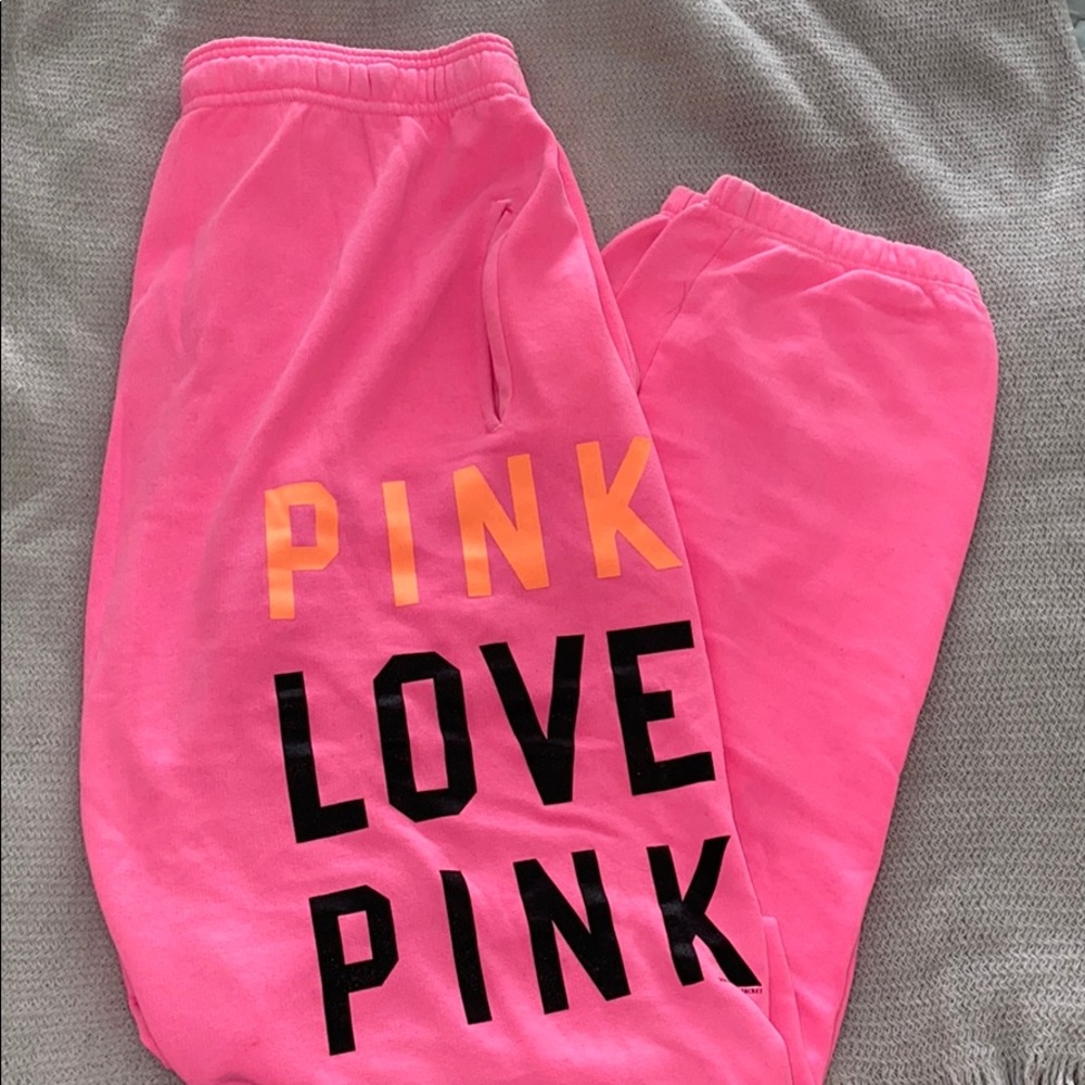 Neon pink cuffed sweatpants